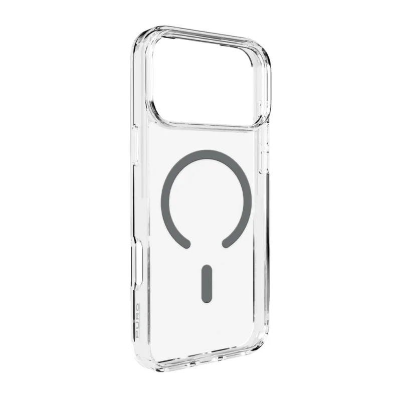 Puzdro Puro Lite Mag TPU+PC kompatibilné s MagSafe pre iPhone 17 Pro Max – priehľadné so sivým krúžkom
