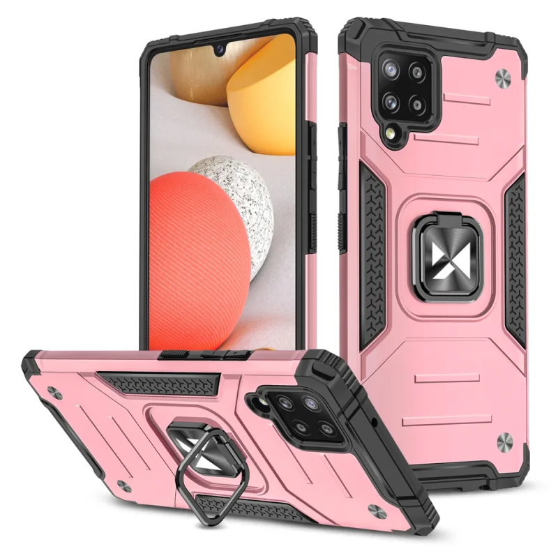 Wozinsky Ring Armor Case Kickstand Pevný odolný kryt pre Samsung Galaxy A42 5G ružový