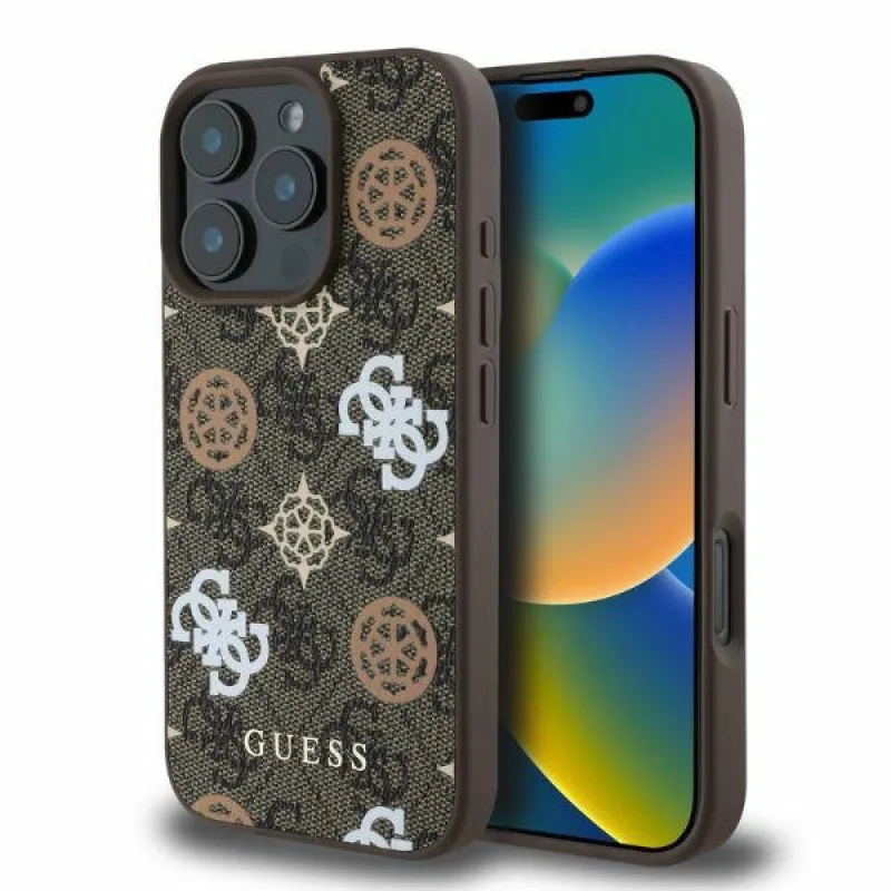 Guess Peony On 4G Background MagSafe obal pre iPhone 16 Pro - hnedý