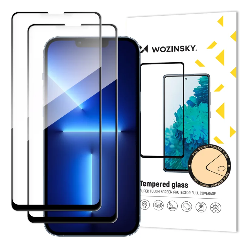 Wozinsky sada 2x super silného celoobrazovkového tvrdeného skla Full Glue s rámom Case Friendly iPhone 14 Max / 13 Pro Max čierny