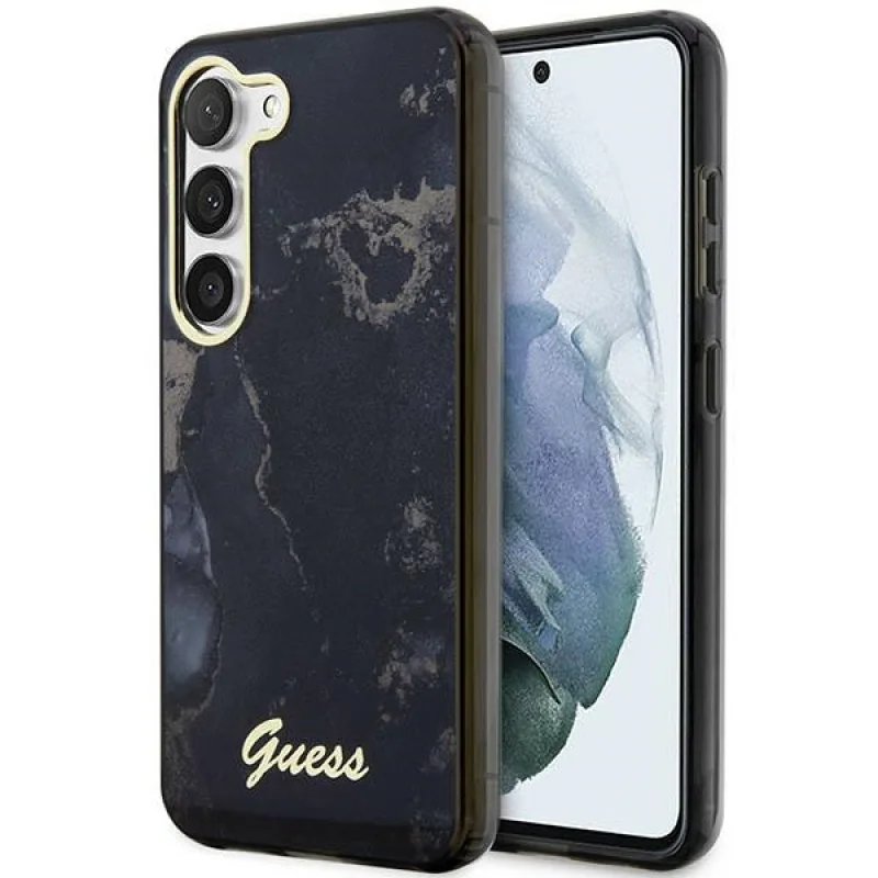 Guess GUHCS23SHTMRSK S23 S911 čierne/čierne pevné puzdro Golden Marble Collection