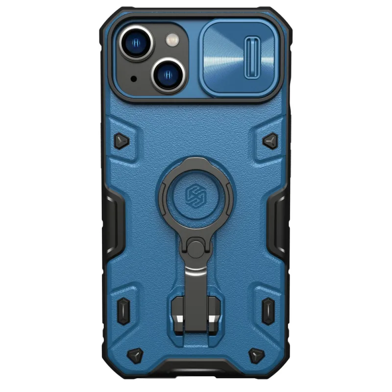Magnetické puzdro Nillkin CamShield Armor Pro Magnetický kryt MagSafe na iPhone 14 Plus s ochranou fotoaparátu modrý