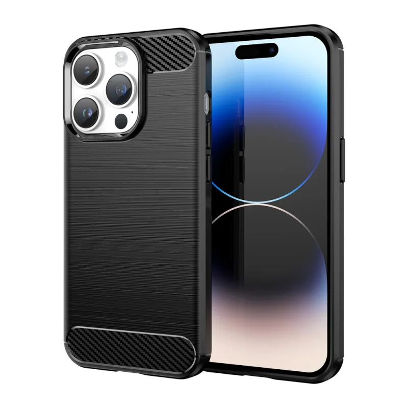 Carbon Case iPhone 14 Pro flexibilný gélový zadný kryt čierny