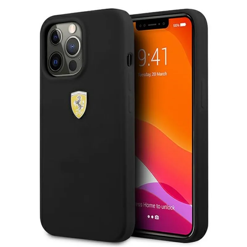 Pevné silikónové puzdro Ferrari FESSIHCP13LBK iPhone 13 Pro / 13 6,1" čierne/čierne