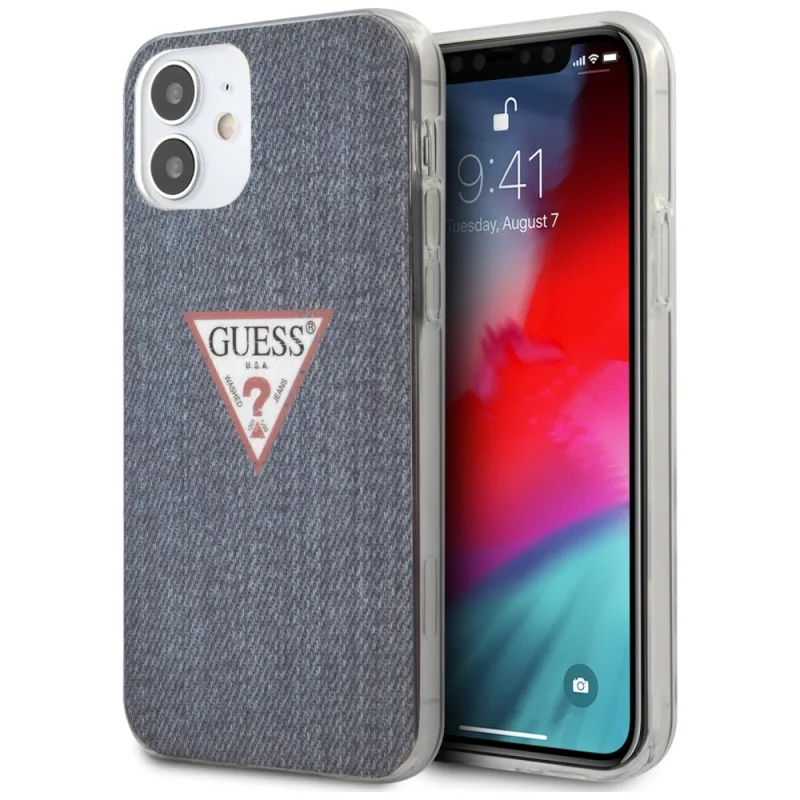 Guess GUHCP12SPCUJULDB iPhone 12 mini 5,4" tmavomodré pevné puzdro Jeans Collection