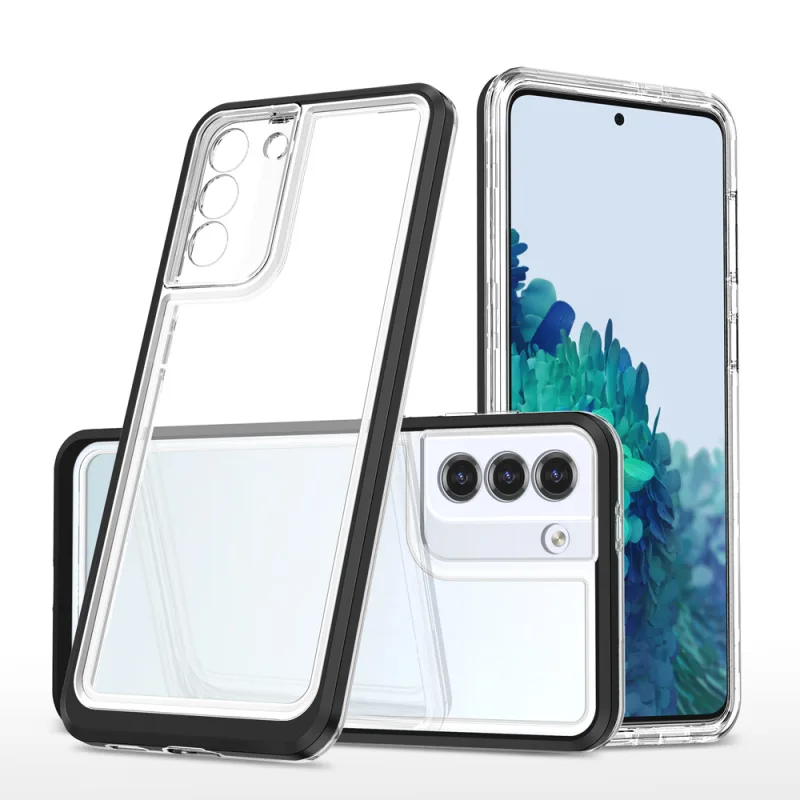 Priehľadné puzdro 3v1 pre Samsung Galaxy S21 + 5G (S21 Plus 5G) rám gélový kryt čierny