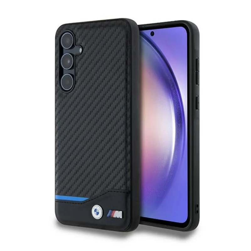 Kožené puzdro BMW Carbon pre Samsung Galaxy A55 - čierne