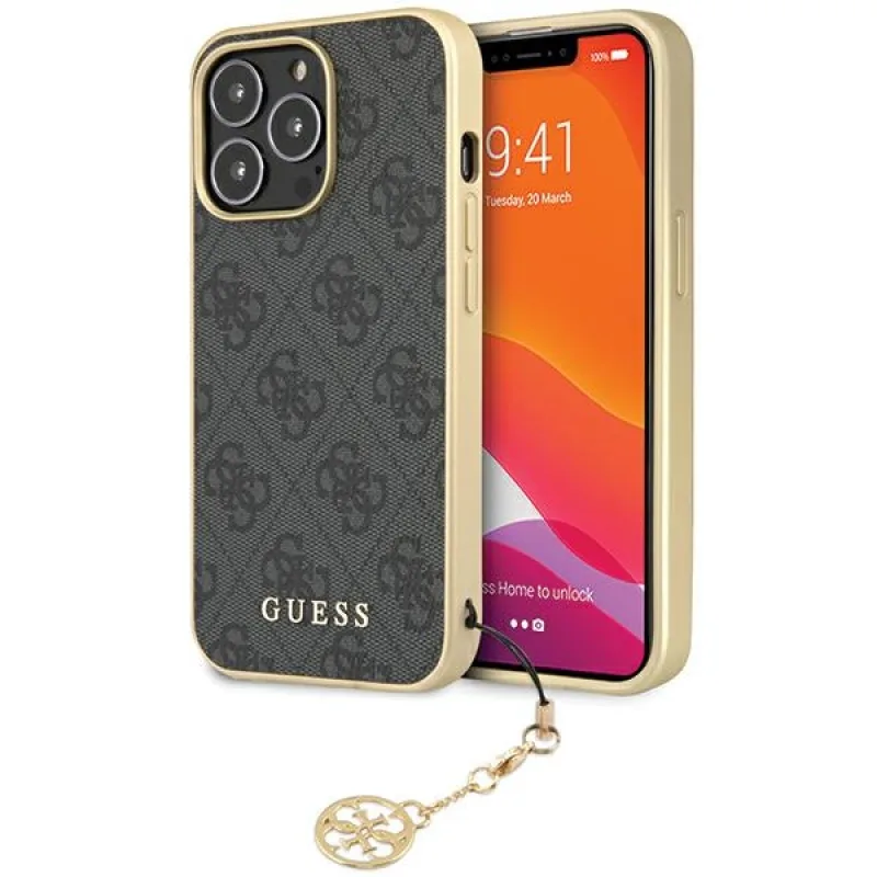 Puzdro Guess 4G Charms Collection pre iPhone 14 Pro - šedé