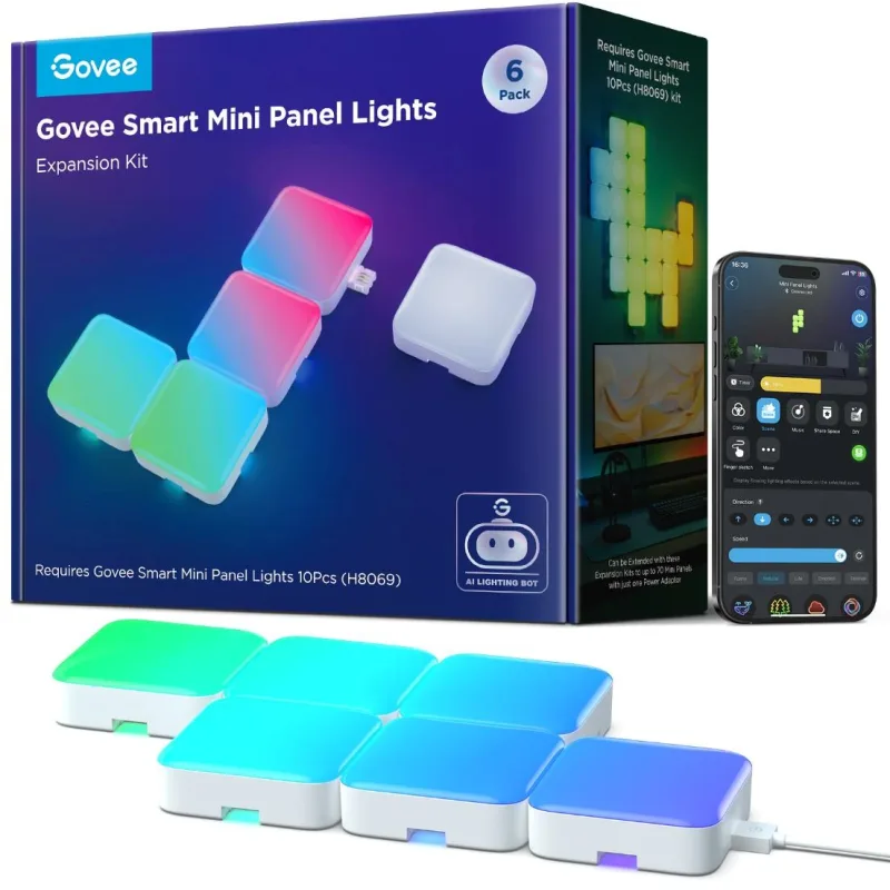Govee Smart mini RGBIC panely - rozšíření 6ks A8069003
