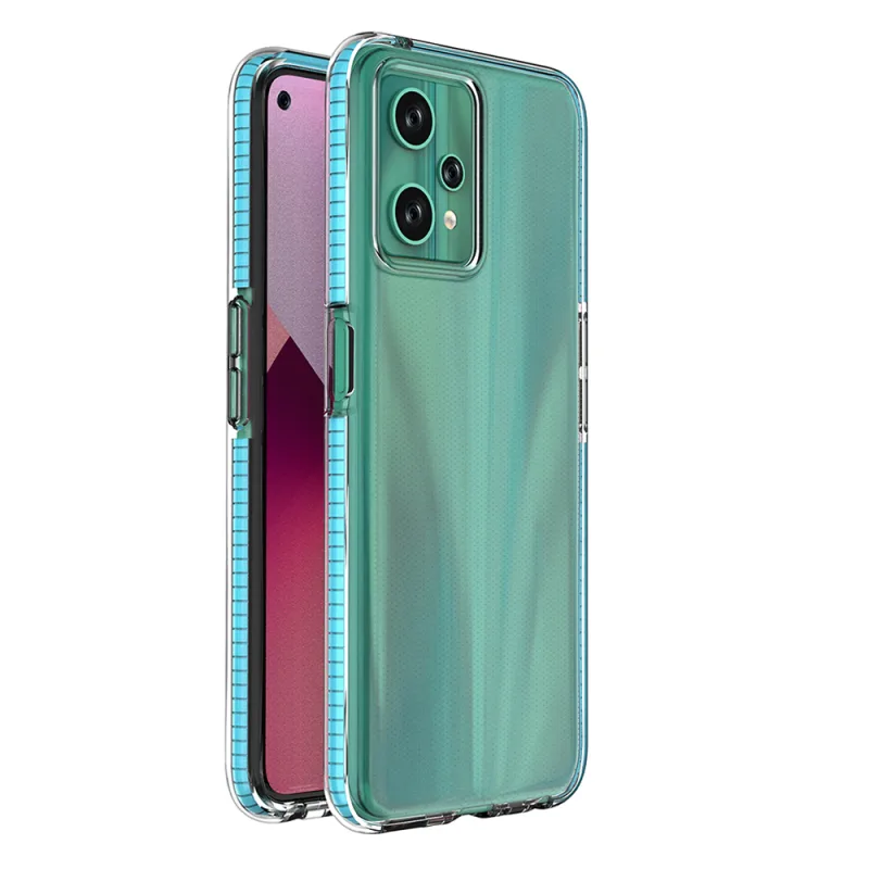 Pružinové puzdro na silikónový kryt Realme 9 Pro s rámom svetlomodrej farby