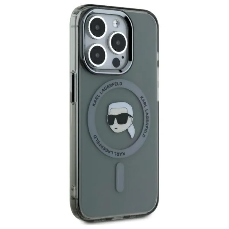 Karl Lagerfeld KLHMP15LHLSKIK iPhone 15 Pro 6,1" čierno/čierne pevné puzdro IML Metal Karl Head MagSafe