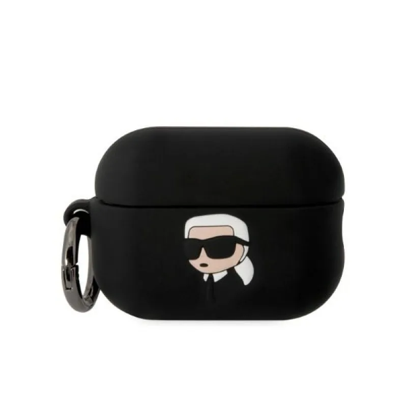 Karl Lagerfeld KLAP2RUNIKK kryt AirPods Pro 2 čierny/čierny silikónový Karl Head 3D