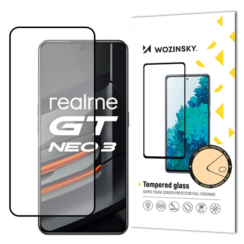 Wozinsky super odolné tvrdené sklo s celoplošným lepidlom Celá obrazovka s rámovým puzdrom Realme GT Neo 3 Black