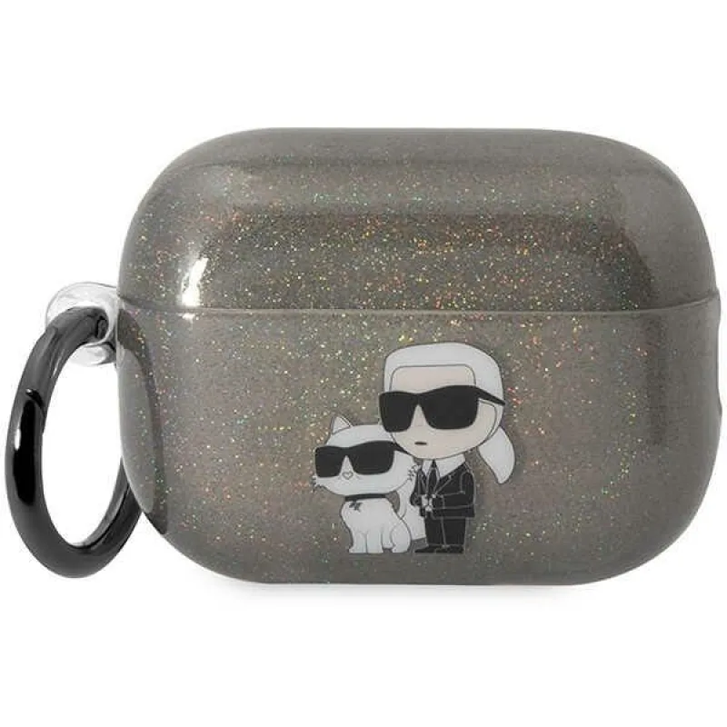 Karl Lagerfeld KLAP2HNKCTGK kryt Airpods Pro 2 black/black Gliter Karl&Choupette