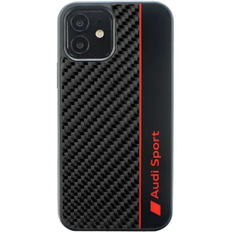 Audi Carbon Fiber Stripe iPhone 11 / Xr 6,1" čierno/čierne pevné puzdro AUS-TPUPCIP11-R8/D1-BK