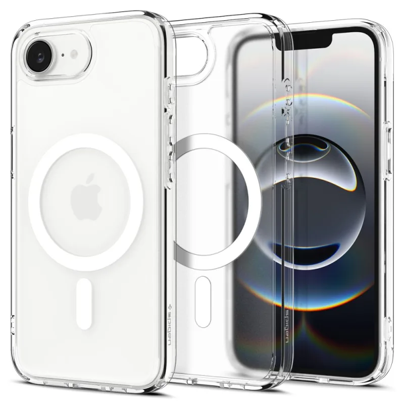 Puzdro Spigen Ultra Hybrid MagSafe na iPhone 16e – biele, priesvitné