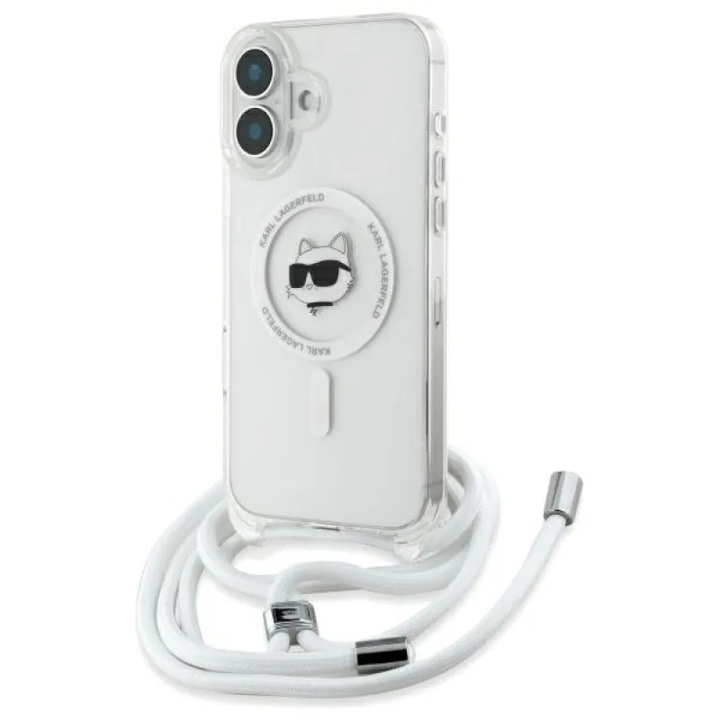 Puzdro Karl Lagerfeld IML Choupette Head & Cord Magsafe iPhone 16 – priehľadné