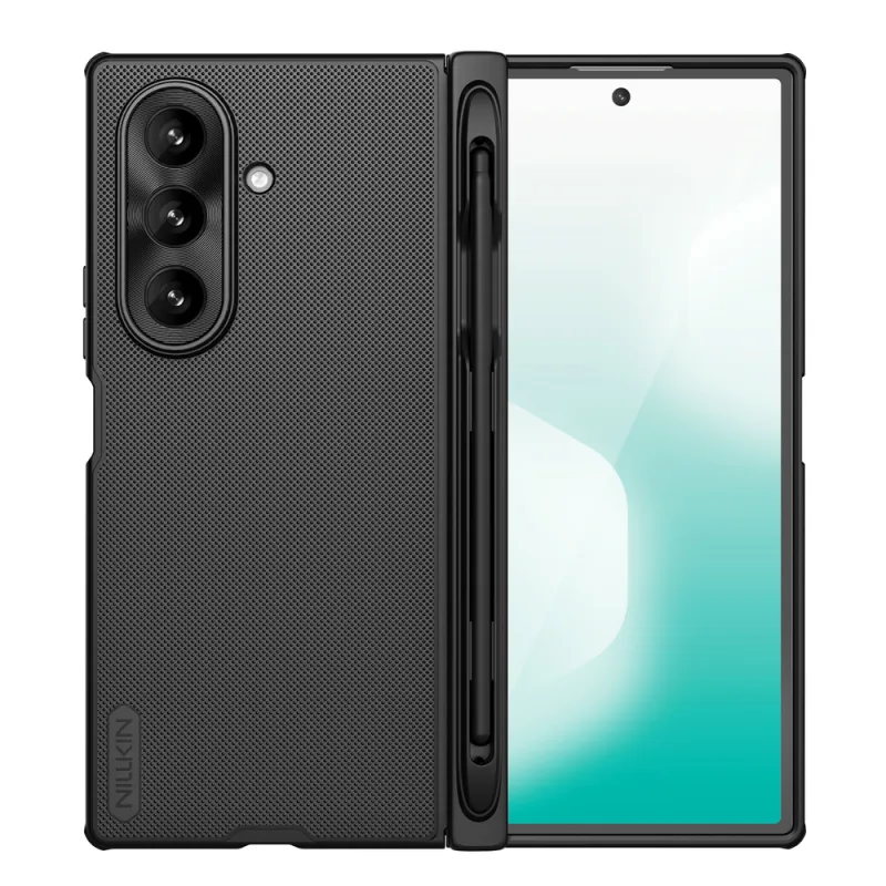 Magnetické puzdro Nillkin Super Frosted Shield Fold pre Samsung Galaxy Z Fold 7, kompatibilné s MagSafe, s priestorom na pero S – čierne