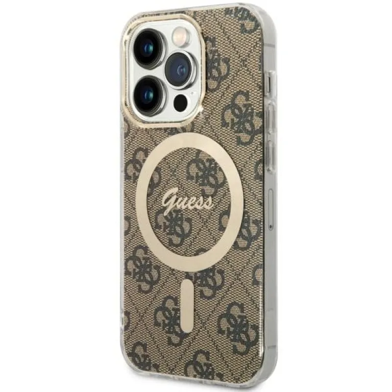 Guess GUHMP14LH4STW iPhone 14 Pro 6,1" hnedo-hnedé pevné puzdro 4G MagSafe