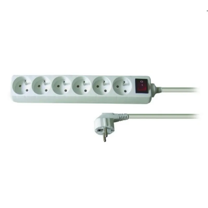 OEM Predlžovací kábel 230V 2m (6zás. + vypínač) PP6K-02