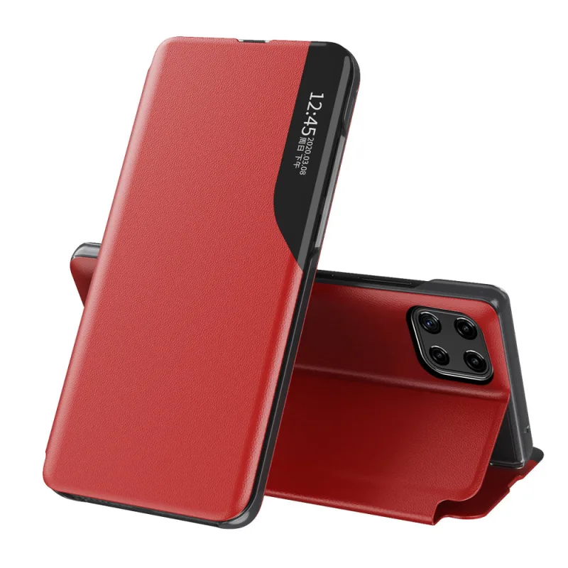 Eco Leather View Case elegantné puzdro typu knižnica so stojanom pre Samsung Galaxy A22 4G červené