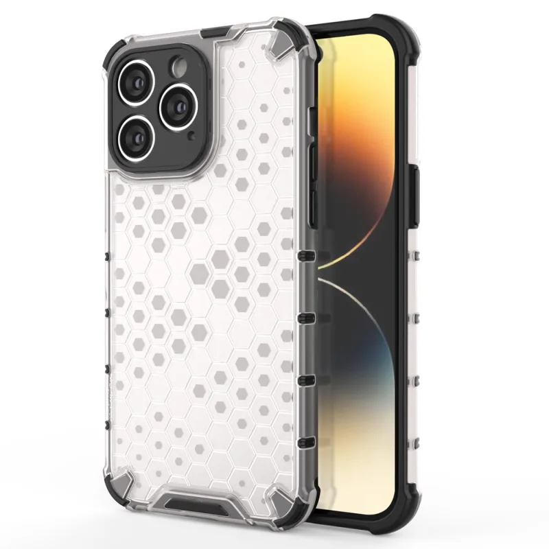 Voštinové puzdro na iPhone 14 Pro Max pancierový hybridný kryt transparentný