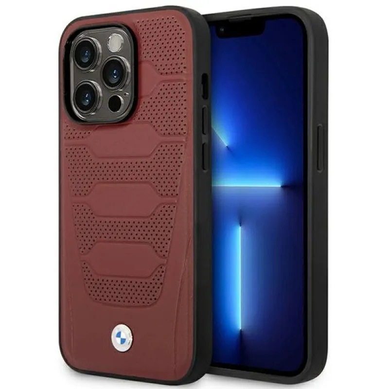 Puzdro BMW BMHMP14X22RPSR iPhone 14 Pro Max 6,7" bordové/bordové kožené sedadlá vzor MagSafe