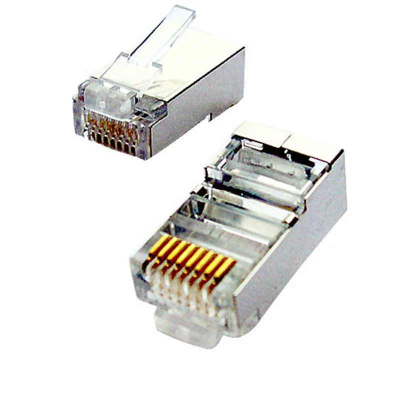 Tienený konektor STP RJ45-8p8c,50µ" Au, lanko, Cat5E, (100ks) KON8/8-50D…