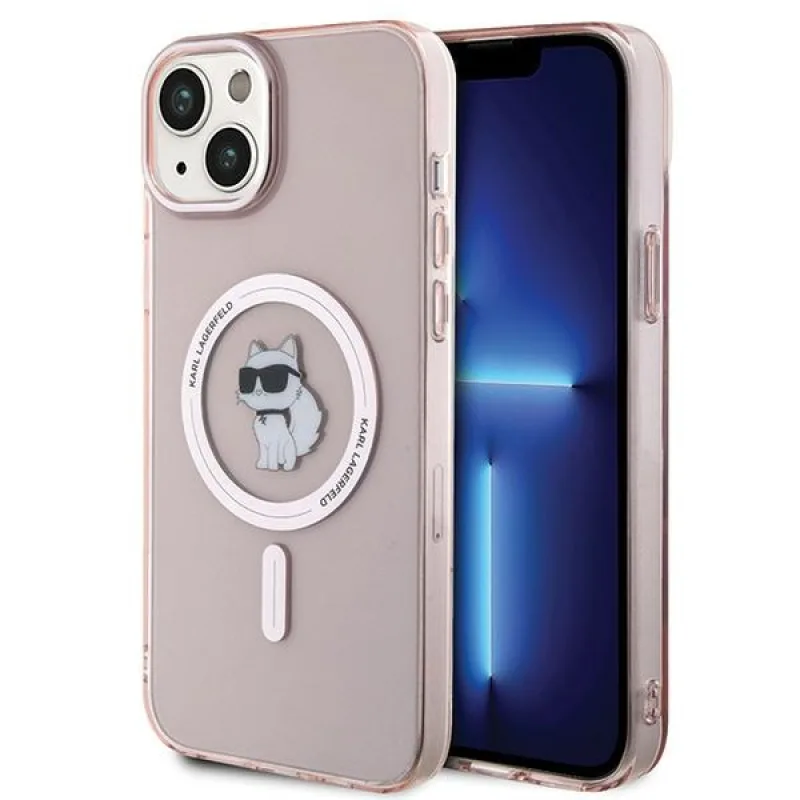 Puzdro Karl Lagerfeld IML Choupette MagSafe pre iPhone 15 Plus - ružové
