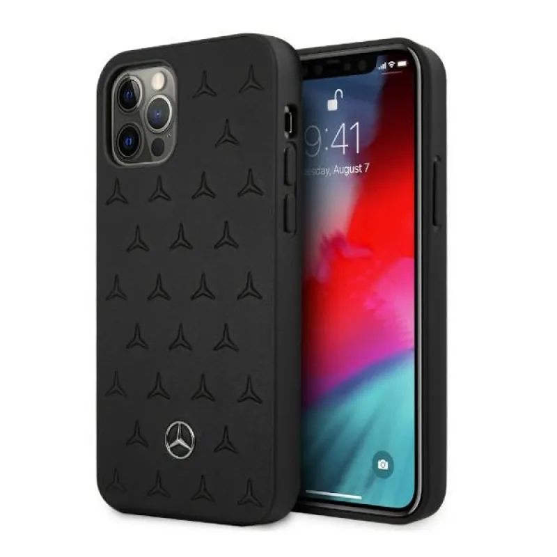 Púzdro Mercedes Leather Stars Pattern Case pre iPhone 12 Pro Max – čierne