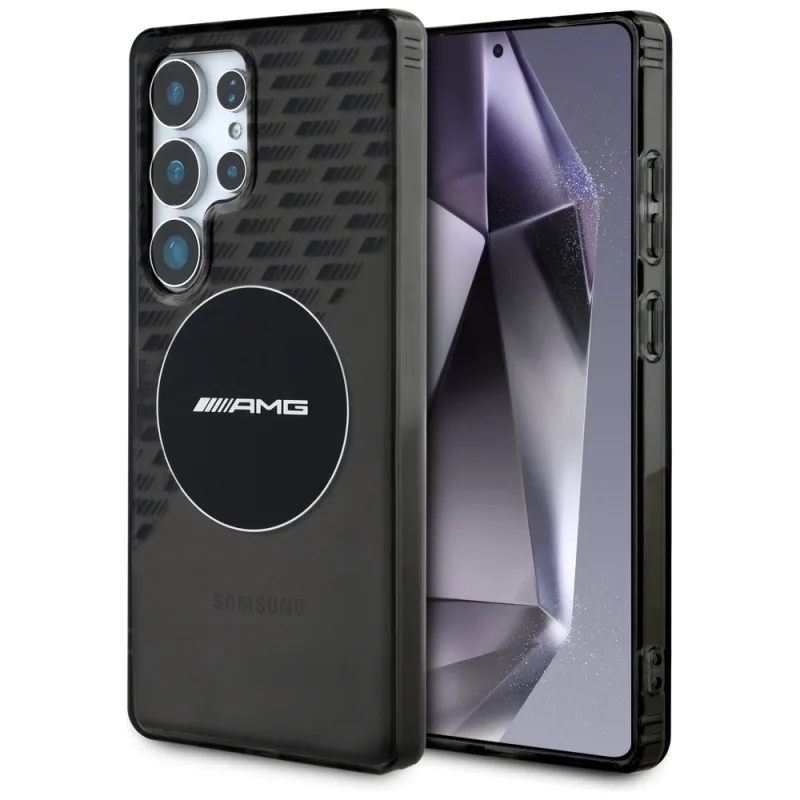 AMG Transparentné puzdro MagSafe Rhombs pre Samsung Galaxy S25 Ultra – čierne