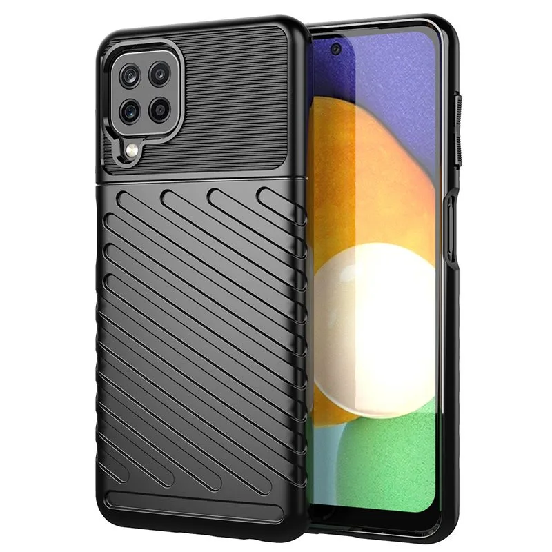 Thunder Case Flexibilné Tough Rugged Cover TPU puzdro pre Samsung Galaxy A22 4G čierne