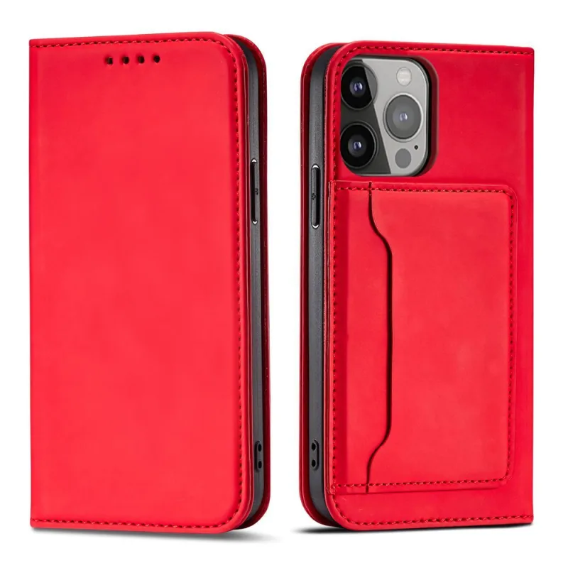 Puzdro na magnetickú kartu pre Samsung Galaxy S23 flip cover peňaženkový stojan červený