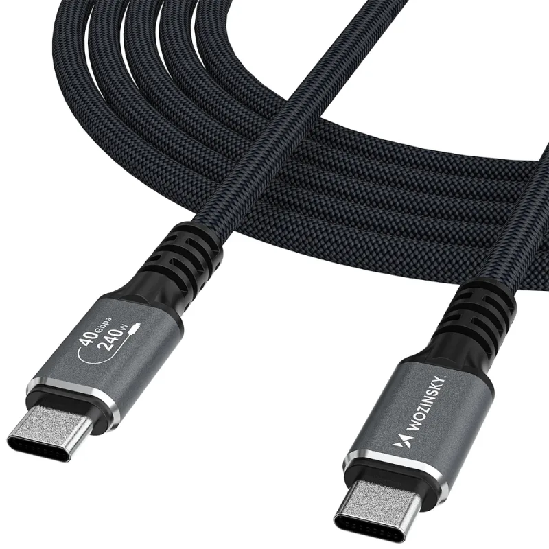 Wozinsky WPS-UY415S kábel USB-C Thunderbolt 4 240 W 1,5 m 4K – čierny