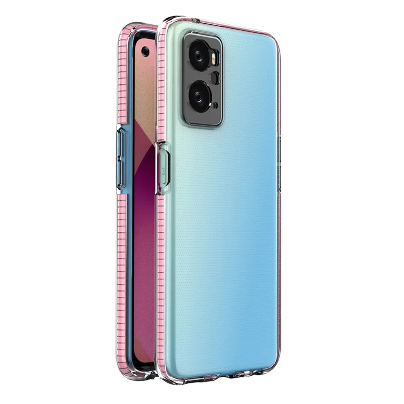 Kryt pružinového puzdra pre Realme 9i, Oppo A36 / A76 / A96 silikónový kryt s rámom svetloružový