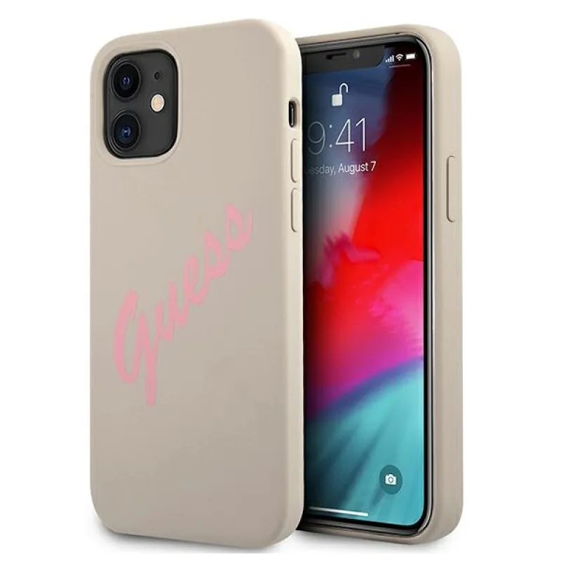 Guess GUHCP12SLSVSGP iPhone 12 mini 5,4" sivý ružový/sivý ružový pevný obal Silicone Vintage