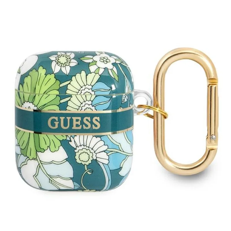 Guess GUA2HHFLN kryt AirPods zelená/zelená kolekcia kvetinových popruhov