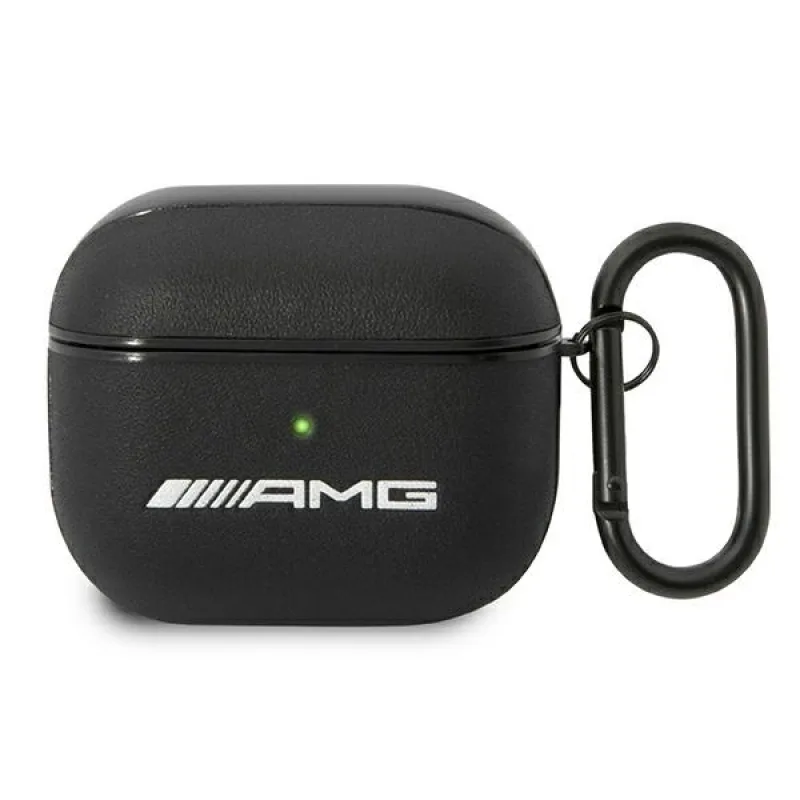 Kožené puzdro AMG Big Logo pre AirPods 3 - čierne