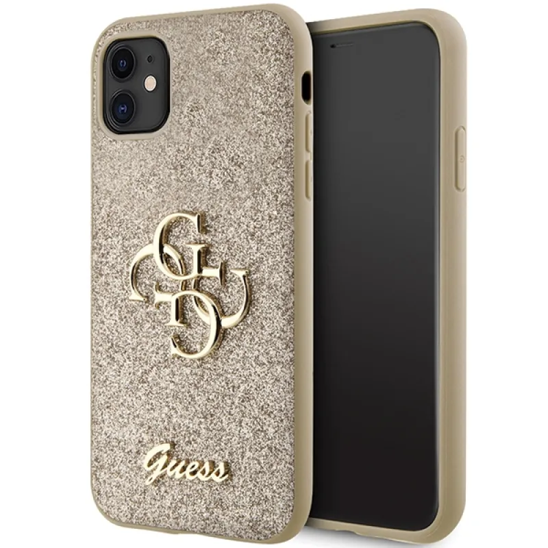 Puzdro Guess GUHCN61HG4SGD pre iPhone 11 / Xr - zlaté Glitter Script Big 4G
