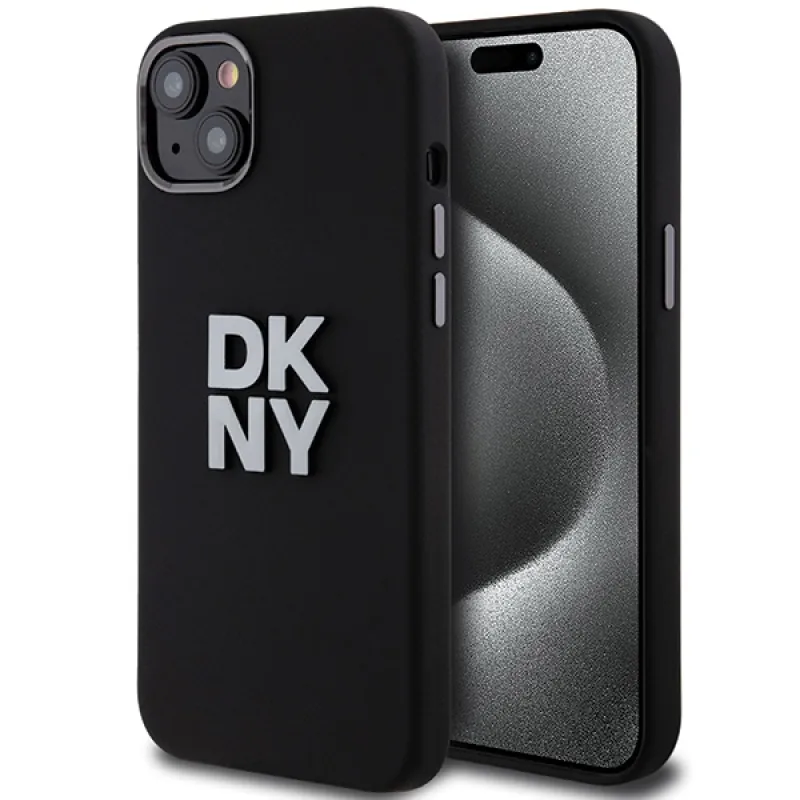Obal DKNY Liquid Silicone Metal Logo pre iPhone 15 Plus / 14 Plus - čierny