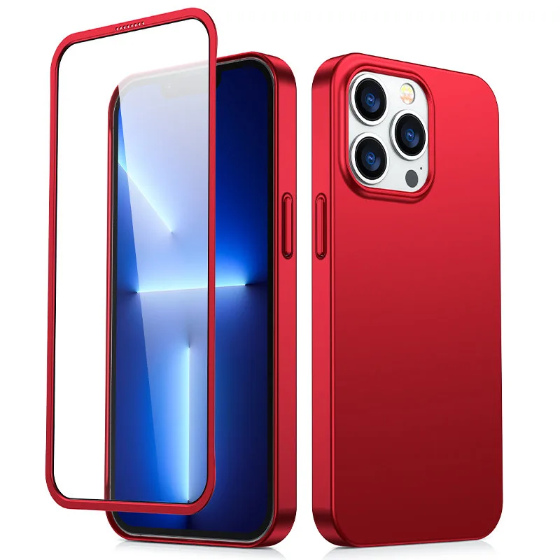 Predný a zadný kryt Joyroom 360 Full Case pre iPhone 13 Pro Max + ochranné tvrdené sklo červené (JR-BP928 červené)