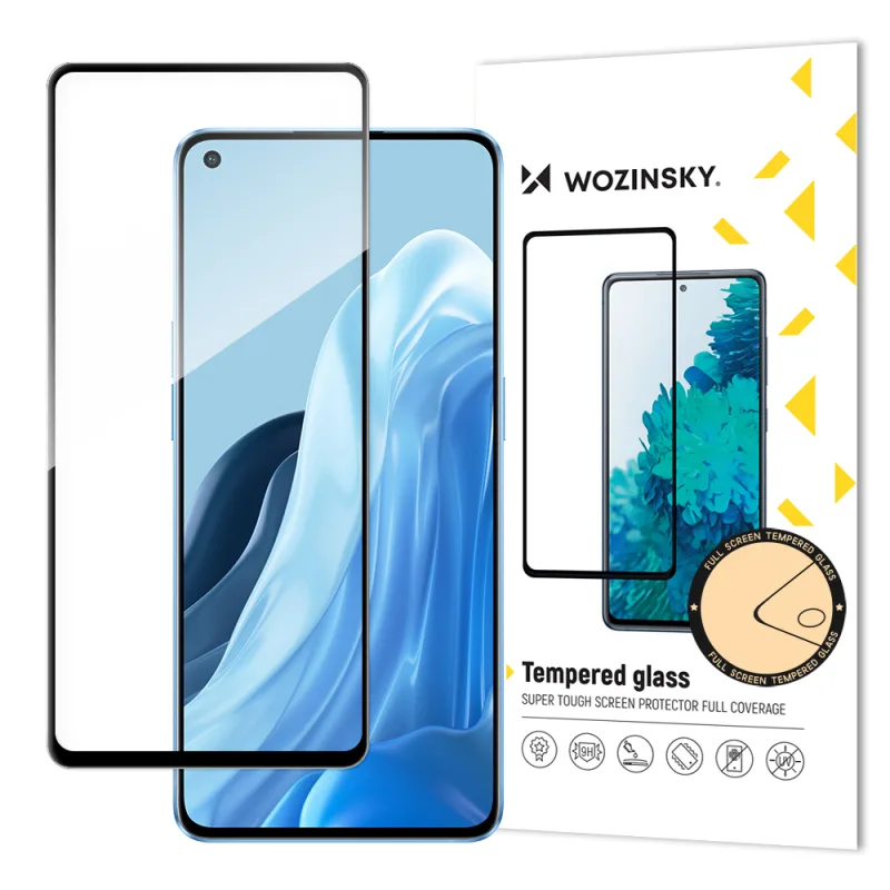 Tvrdené sklo Wozinsky s plným lepidlom, super tvrdá ochrana obrazovky s úplným krytím s rámovým puzdrom pre Oppo Reno7 Pro 5G black