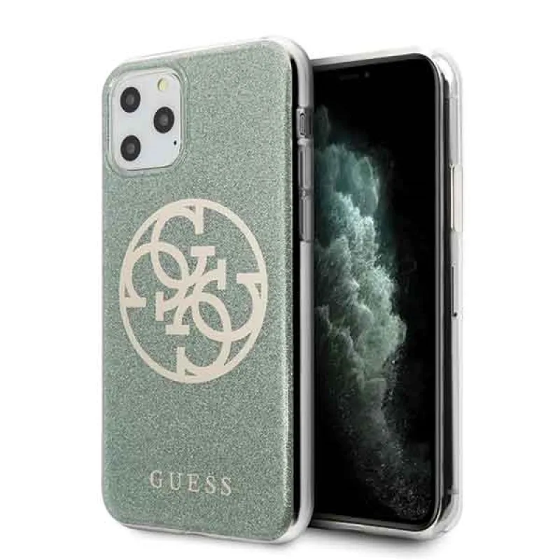 Guess GUHCN58PCUGLKA iPhone 11 Pro khaki pevné puzdro 4G Circle Glitter