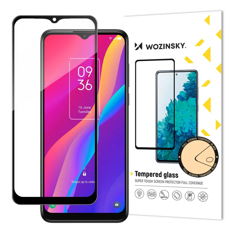 Wozinsky super odolné tvrdené sklo Full Glue na celú obrazovku s čiernym rámom Case Friendly TCL 30E