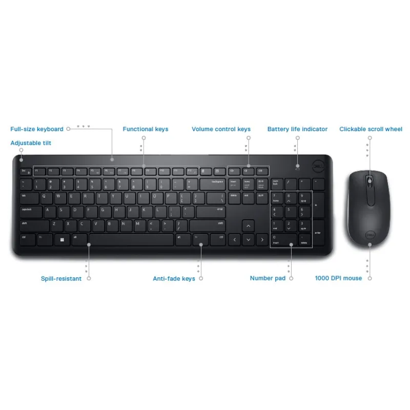 Dell Wireless Keyboard and Mouse-KM3322W - German (QWERTZ)