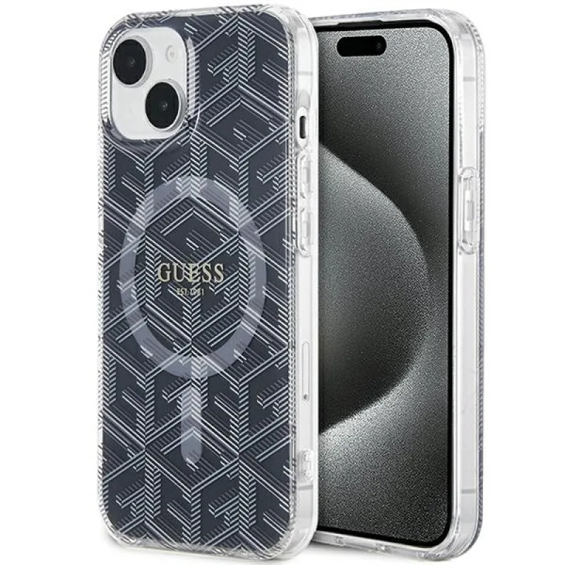 Guess IML GCube MagSafe puzdro pre iPhone 15 / 14 / 13 - čierne