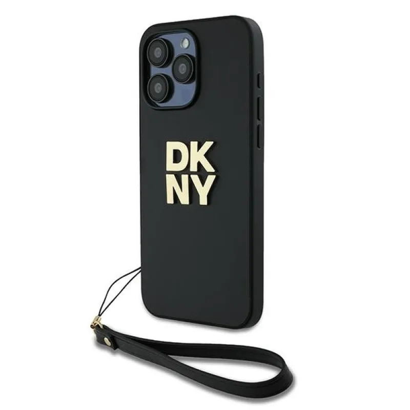 Obal DKNY Wrist Strap Stock Logo pre iPhone 15 Pro Max - čierny
