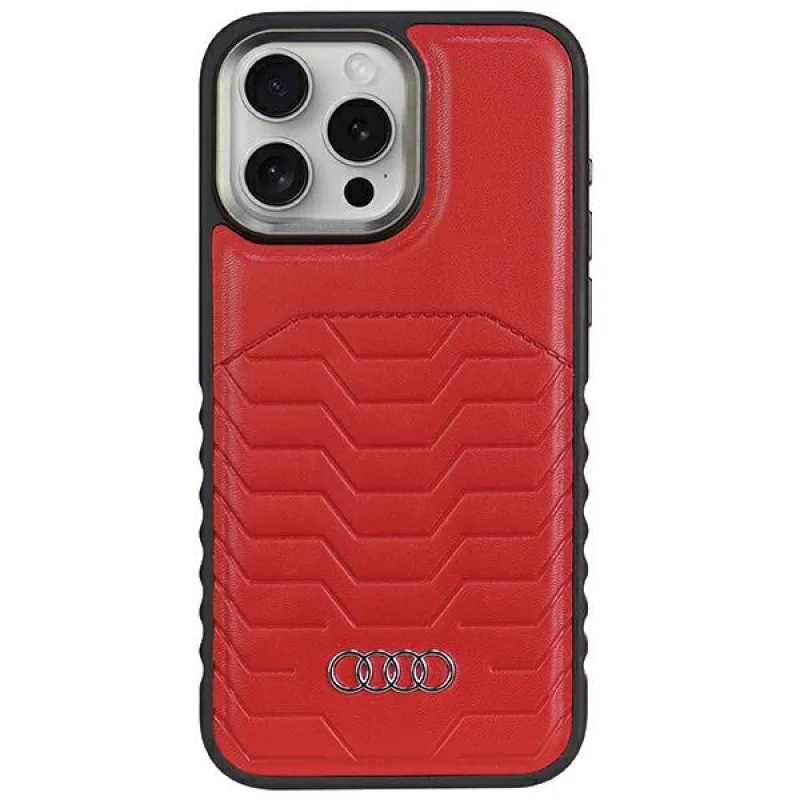 Puzdro Audi Synthetic Leather s MagSafe pre iPhone 14 Pro - červené