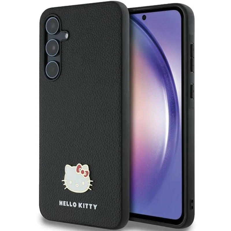 Puzdro Hello Kitty Metal Logo Kitty Head pre Samsung Galaxy A55 - čierne