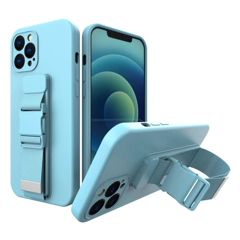 Púzdro na lano gélové puzdro s retiazkou na šnúrku vak na šnúrku na krk iPhone 8 Plus / iPhone 7 Plus modrý